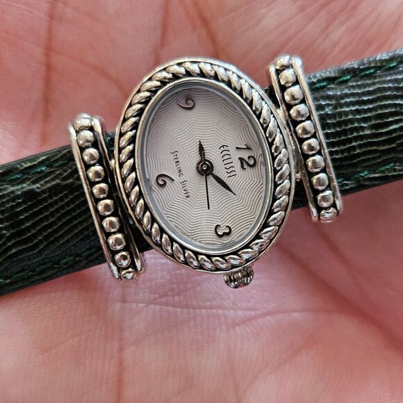 Ecclissi 925 Quartz Ladies Watch Interchangeable Genuine Leather Strap 8in - Picture 4 of 14